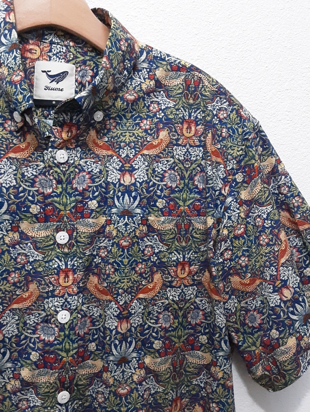 Yiume Floral Garden Birds Button-down Short Sleeve